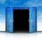 Double wooden door opened out of sky background 3D