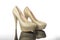 Double yellow gold shiny stone pointed high heels women`s platform shoes