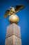 Doubled headed eagle atop red granite obelisk in Helsinki