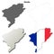 Doubs, Franche-Comte outline map set