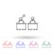 Doubt one\\\'s colleague multi color icon. Simple thin line, outline vector of colleague and business partners icons for ui and ux,