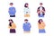 Doubtful serious characters set. Flat vector illustrations isolated on white background