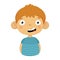 Doubtful Smiling Cute Small Boy With Big Ears In Blue T-shirt, Emoji Portrait Of A Male Child With Emotional Facial