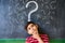 Doubts And Question Marks With Child Thinking At School