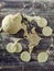 Dough circles on a wooden table.  Potato dumplings