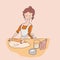 Dough cook housewife vector illustration hand drawn