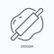 Dough flat line icon. Vector outline illustration of rolling pin and flour. Black thin linear pictogram for bakery