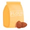 Dough flour package icon, cartoon style