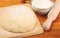 Dough, flour, rolling pin