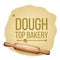 Dough Vector. Rolling Pin. Top View. Preparing Tool. Banner Design. Realistic Isolated Illustration