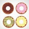 Doughnut Cartoon Illustration with Different Topping