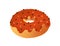 Doughnut flat vector illustration. Tasty donut decorated with chocolate icing isolated on white. Delicious pastry