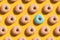 Doughnut Pattern with blue accent on yellow background