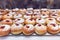 Doughnut sufganiyot for Hanukkah celebration in bakery shop