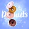 Doughnuts on blue background