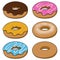 Doughnuts in cartoon style illustration