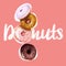 Doughnuts on pink background