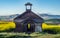 Douglas Hollow School sitting in fields of Canola in Central Oregon