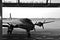 Douglas Skymaster in the boarding Area of Historic Berlin Tempelhof Airport; B&W