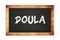 DOULA text written on wooden frame school blackboard