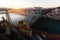 Douro river and Dom Luis iron Bridge in Old Town of Porto