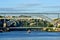 Douro river and old iron bridge Luis I in Porto