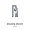 Dousing shower outline vector icon. Thin line black dousing shower icon, flat vector simple element illustration from editable