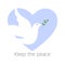 Dove as a symbol of peace in the heart. Peace in Ukraine. No war concept. Vector