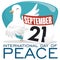 Dove and Calendar with Reminder Date for Day of Peace, Vector Illustration