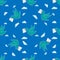 Dove carrying envelope pattern repeat seamless in blue color for any design.Bird delivers a message. Post pigeon