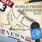 Dove Drawing and Media Elements for World Press Freedom Day, Vector Illustration