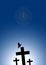Dove flying on jesus cross