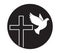 Dove flying with a Symbol of Religion. Cross. Dove Of Peace. Vector. Holy Spirit. Church logo.