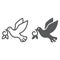 Dove line and glyph icon, easter and bird, dove of peace sign, vector graphics, a linear pattern on a white background