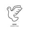 Dove line icon. Vector bird symbol of peace, spirit, purity, love, friendship, innocence, humanity.