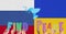 Dove with olive branch flying over hands holding find peace text over ukrainian flag