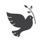 Dove with olive branch glyph icon