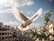 The dove and the olive branch over Gaza city