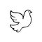 Dove of peace doodle set. White vector pigeon