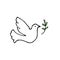 Dove of peace doodle set. White vector pigeon