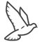 Dove of peace line icon, world peace concept, bird sign on white background, flying dove icon in outline style for