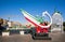 Dove of Peace Monument in the colors of the Iranian flag stands