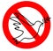 Dove of Peace, peaceful solutions of compromise symbol in red prohibition sign. Stop symbol. Sign no peace on a white background