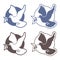 Dove of peace. Pigeon with olive branch. International Day of Peace. Icon set