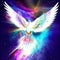 Dove of peace in space with stars and nebula. Vector illustration. AI Generated