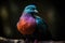 A dove thinking it is a colorful parrot created with generative AI technology