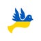 Dove Ukrainian Flag Symbol of Peace and Solidarity Silhouette Icon. Blue, Yellow Dove Emblem Pictogram. Pigeon Love