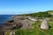 Dovecot by Dunure castle and view Dunure village