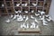 Dovecote full full with white pigeons