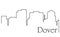 Dover city one line drawing abstract background with cityscape